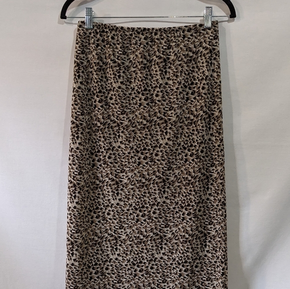MSK Fluttery Ruffled Leopard Cheetah Maxi Skirt Size Small - Picture 3 of 8